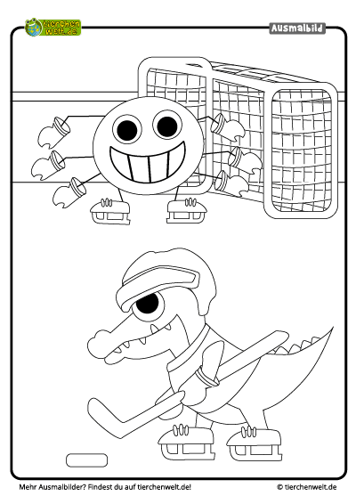 malvorlage krokodil eishockey