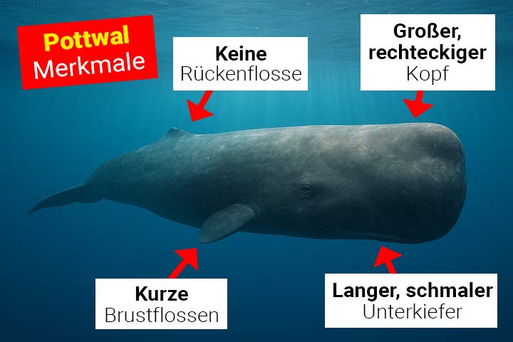 Pottwal Körperbau und Aussehen