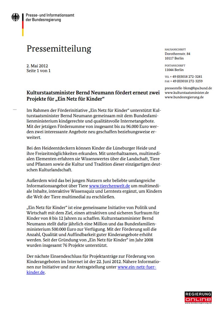 Förderung durch ein Netz für Kinder