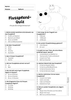 Flusspferd Quiz