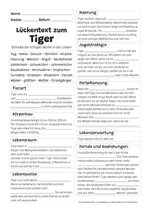 Tiger Lückentext