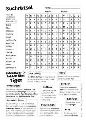 Tiger Suchrätsel