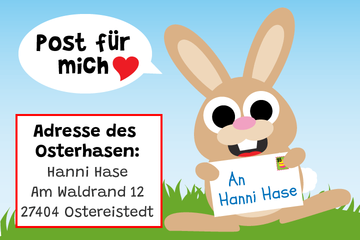 Adresse von Hanni Hase im Osterpostamt