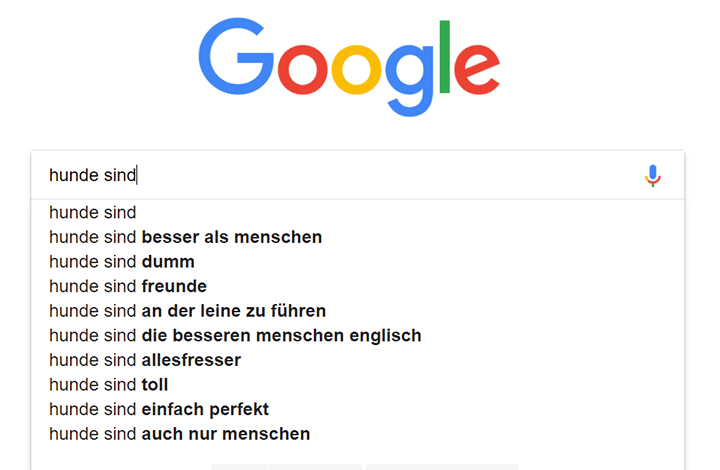 Google-Suche über Hunde